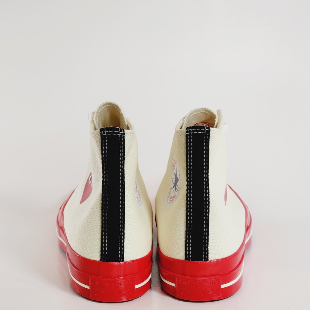 Converse x Comme des Garçons PLAY Chuck 70 Hi Pristine/Red/Egret Sneaker A01794C - Picture 5 of 6